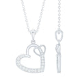 Natural Diamond Interlocked Heart Pendant Necklace