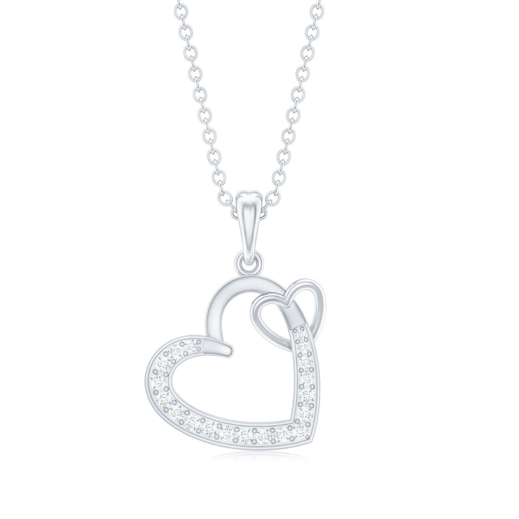 Natural Diamond Interlocked Heart Pendant Necklace