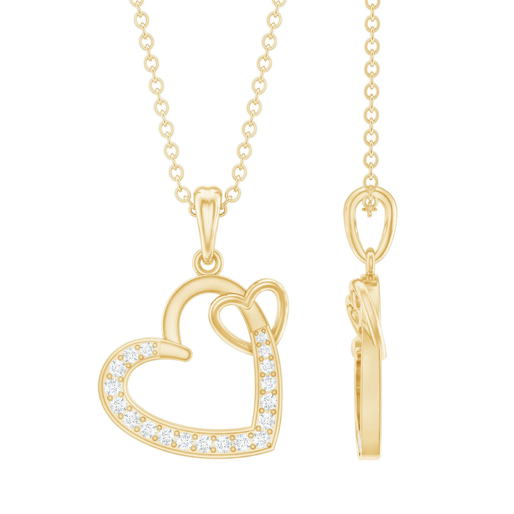Natural Diamond Interlocked Heart Pendant Necklace