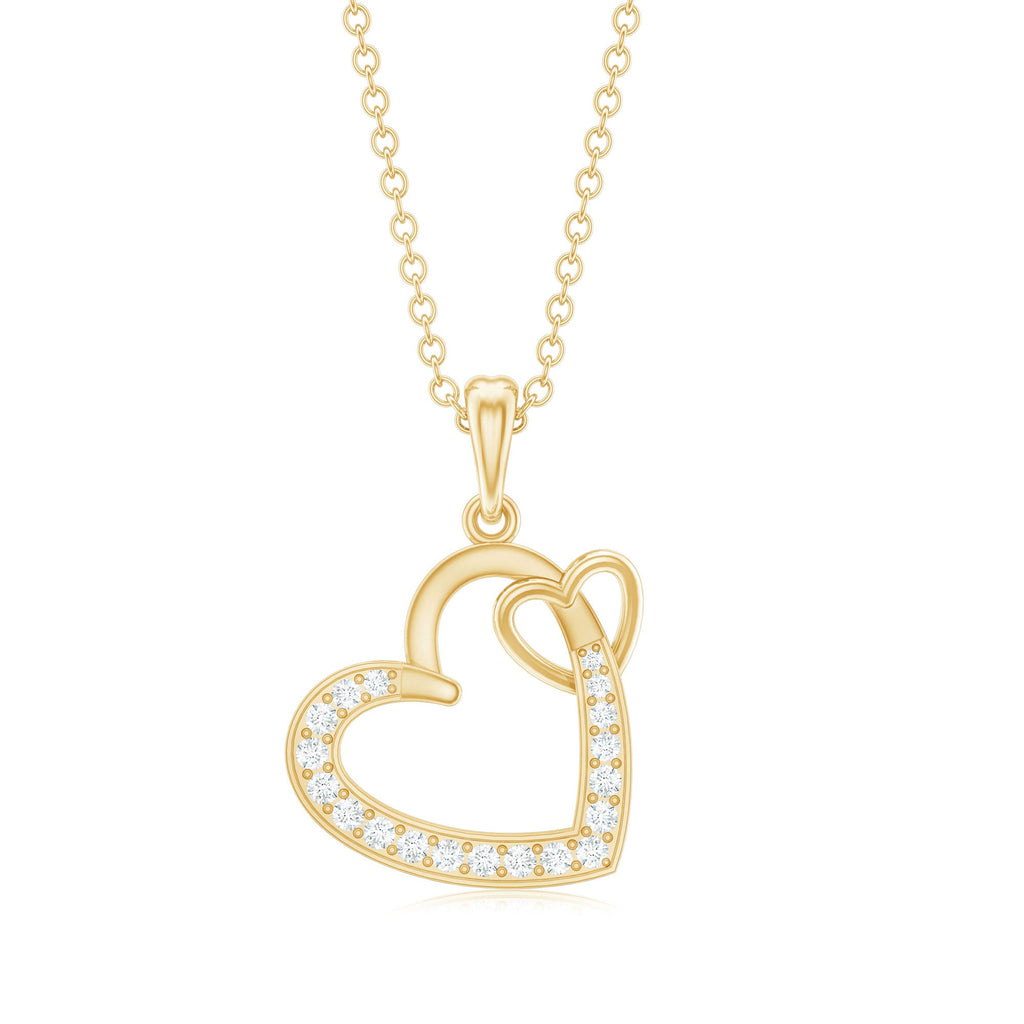 Natural Diamond Interlocked Heart Pendant Necklace