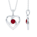 0.25 Carat Round Cut Solitaire Ruby Heart Pendant Necklace