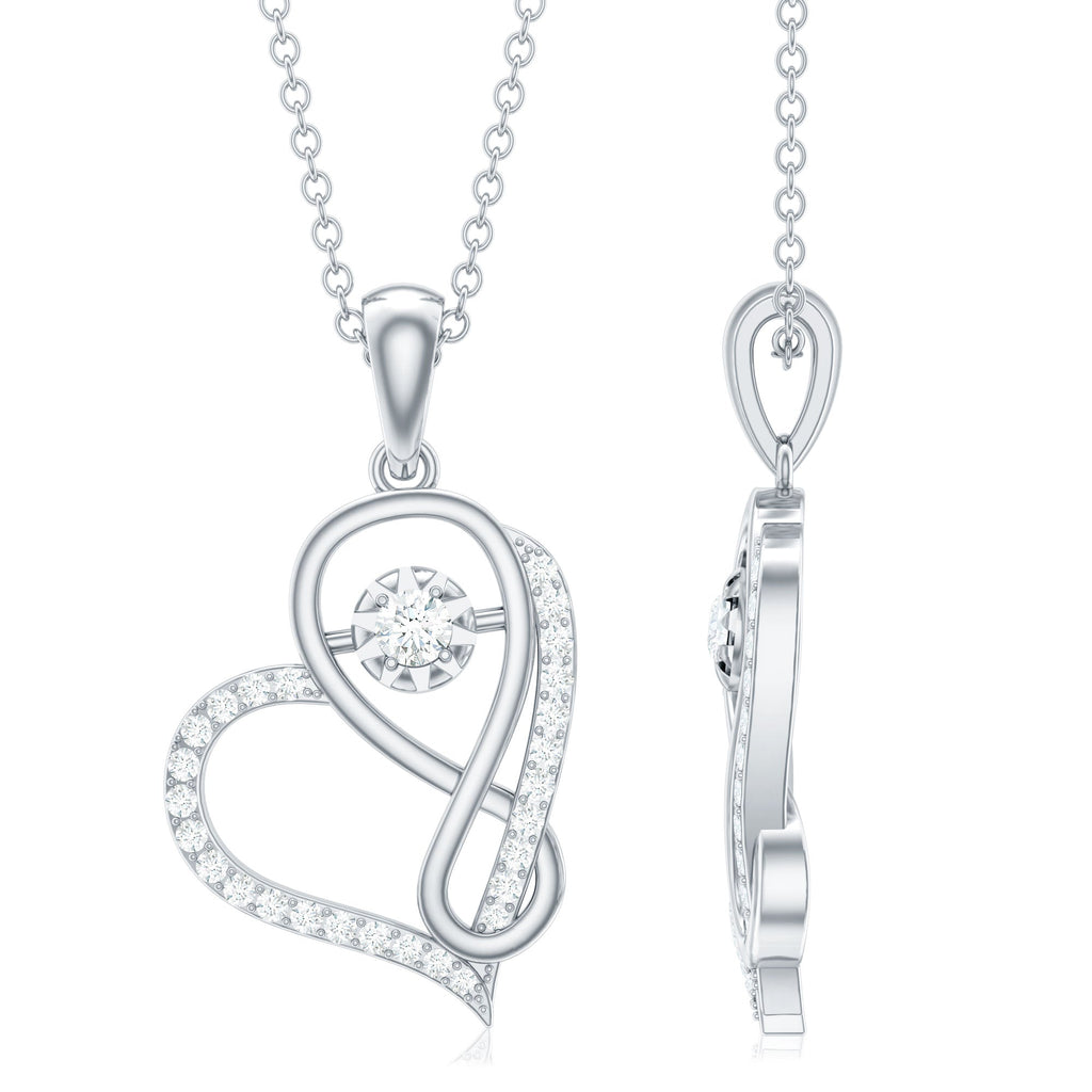 Womens Moissanite Infinity Heart Pendant Necklace With Chain
