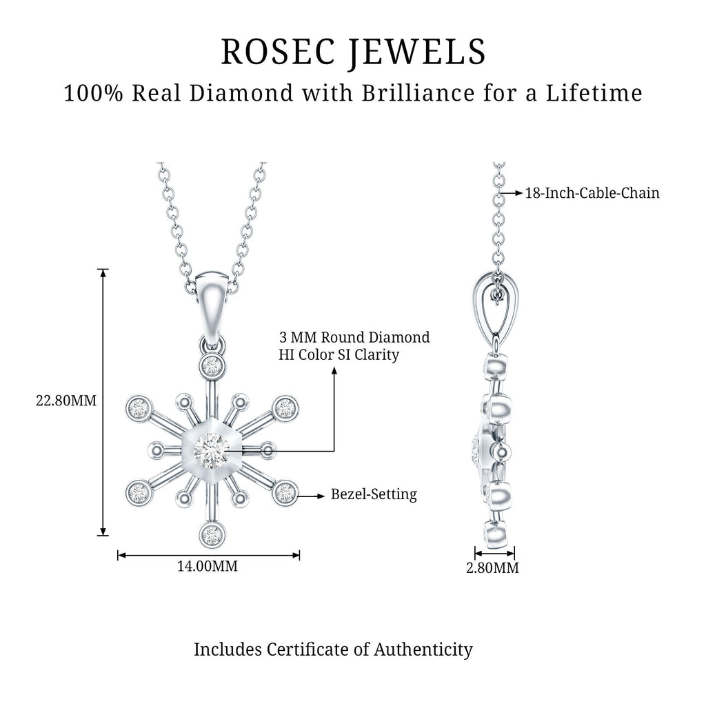 Diamond Snowflake Pendant Necklace for Women