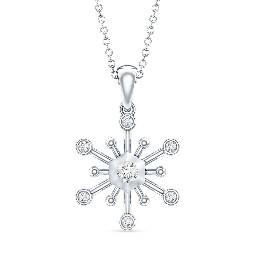 Diamond Snowflake Pendant Necklace for Women
