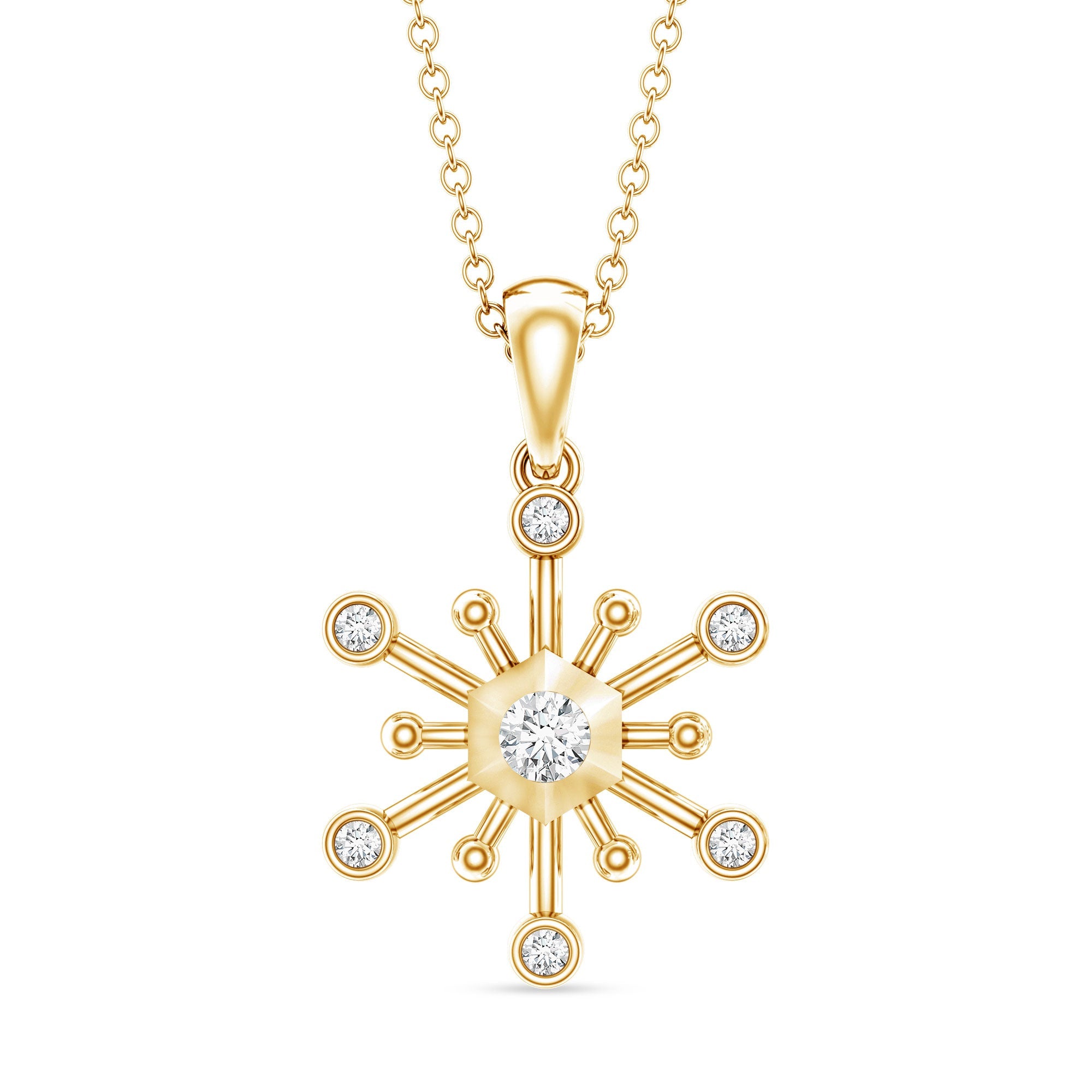 Diamond Snowflake Pendant Necklace for Women