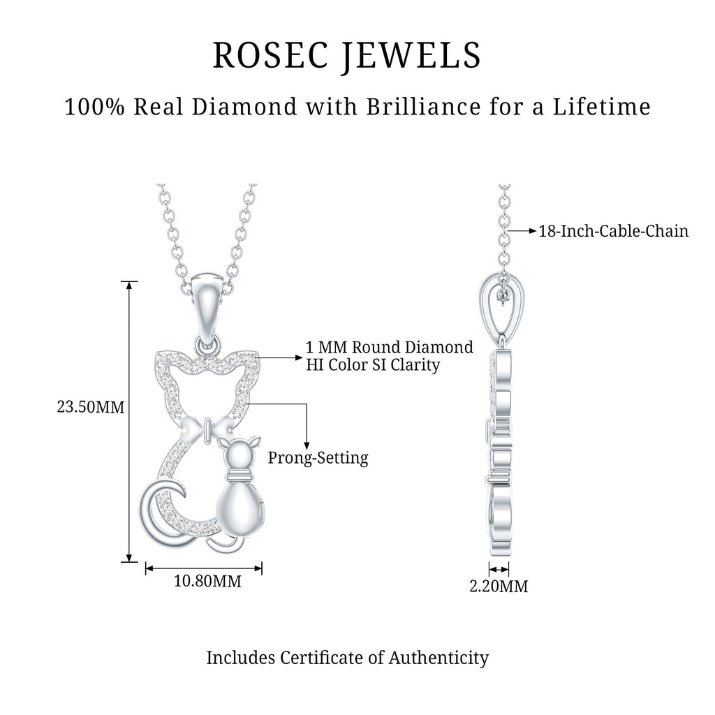 Certified Diamond Kitty Cat Pendant Necklace