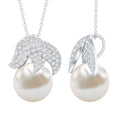 Certified Freshwater Pearl Bridal Necklace with Lab Diamond