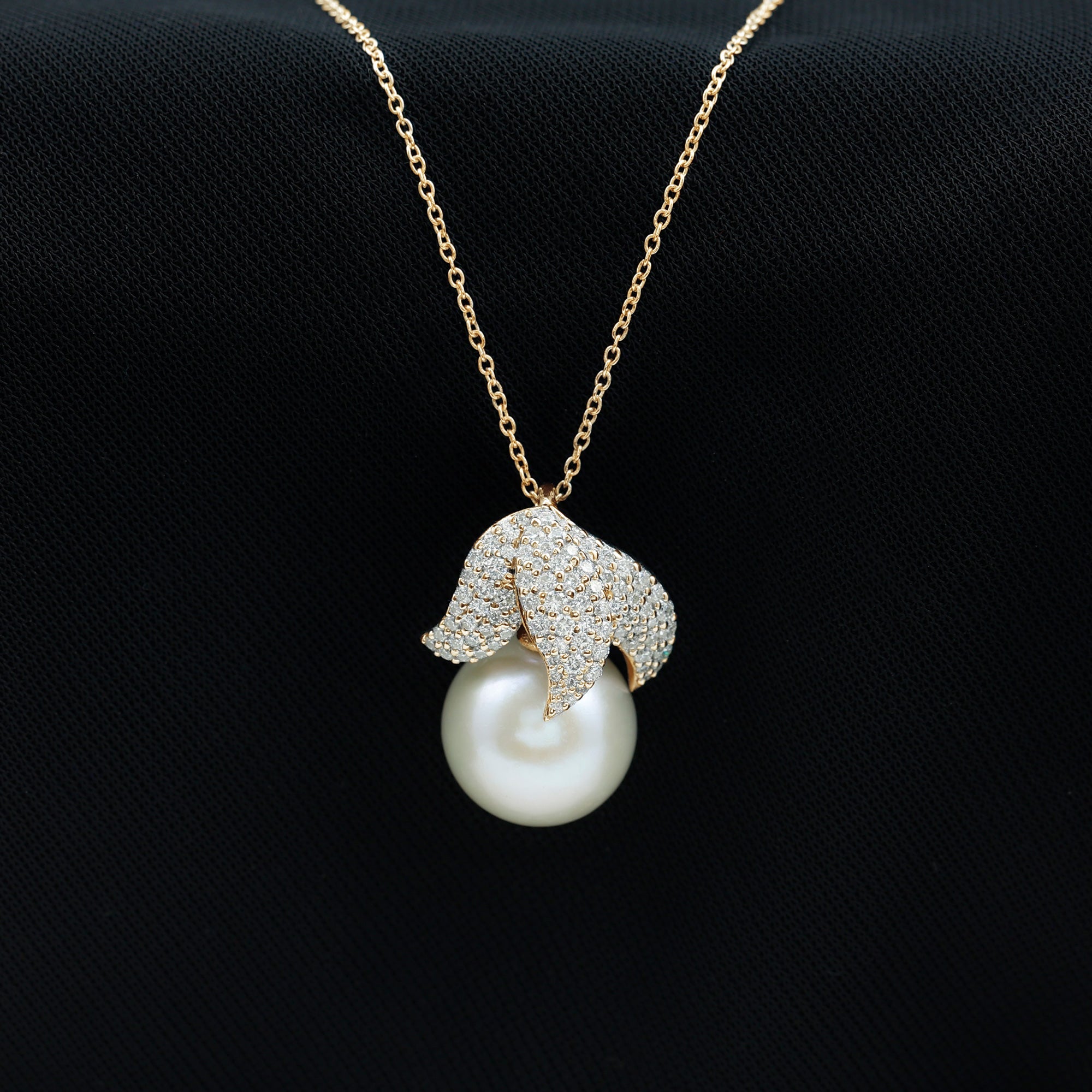 Certified Freshwater Pearl Bridal Necklace with Lab Diamond