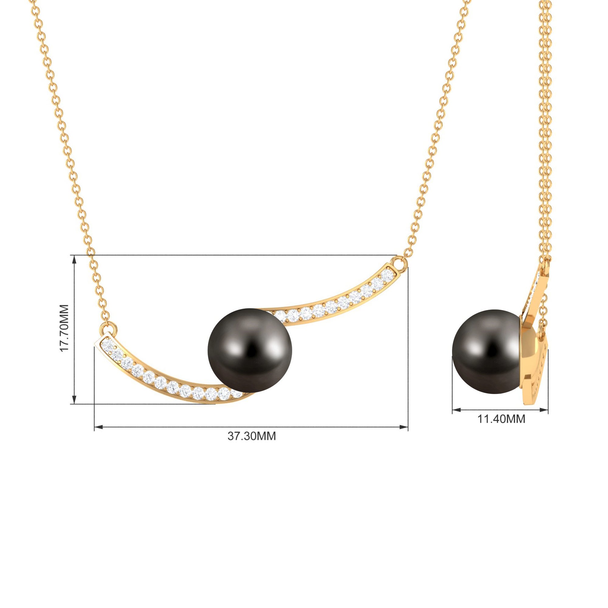 7.5 Carat Tahitian Pearl Minimal Bar Necklace with Diamond