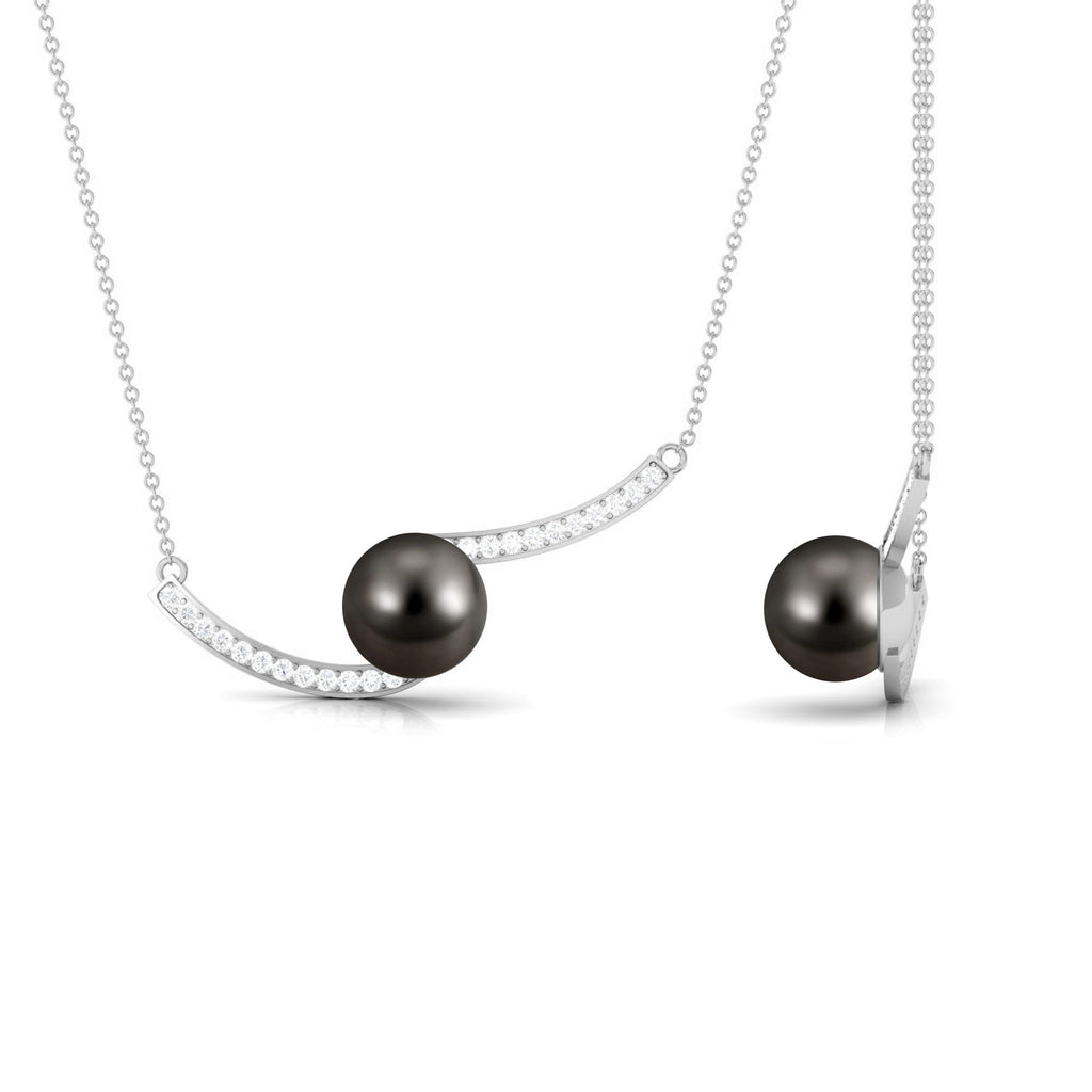 7.5 Carat Tahitian Pearl Minimal Bar Necklace with Diamond