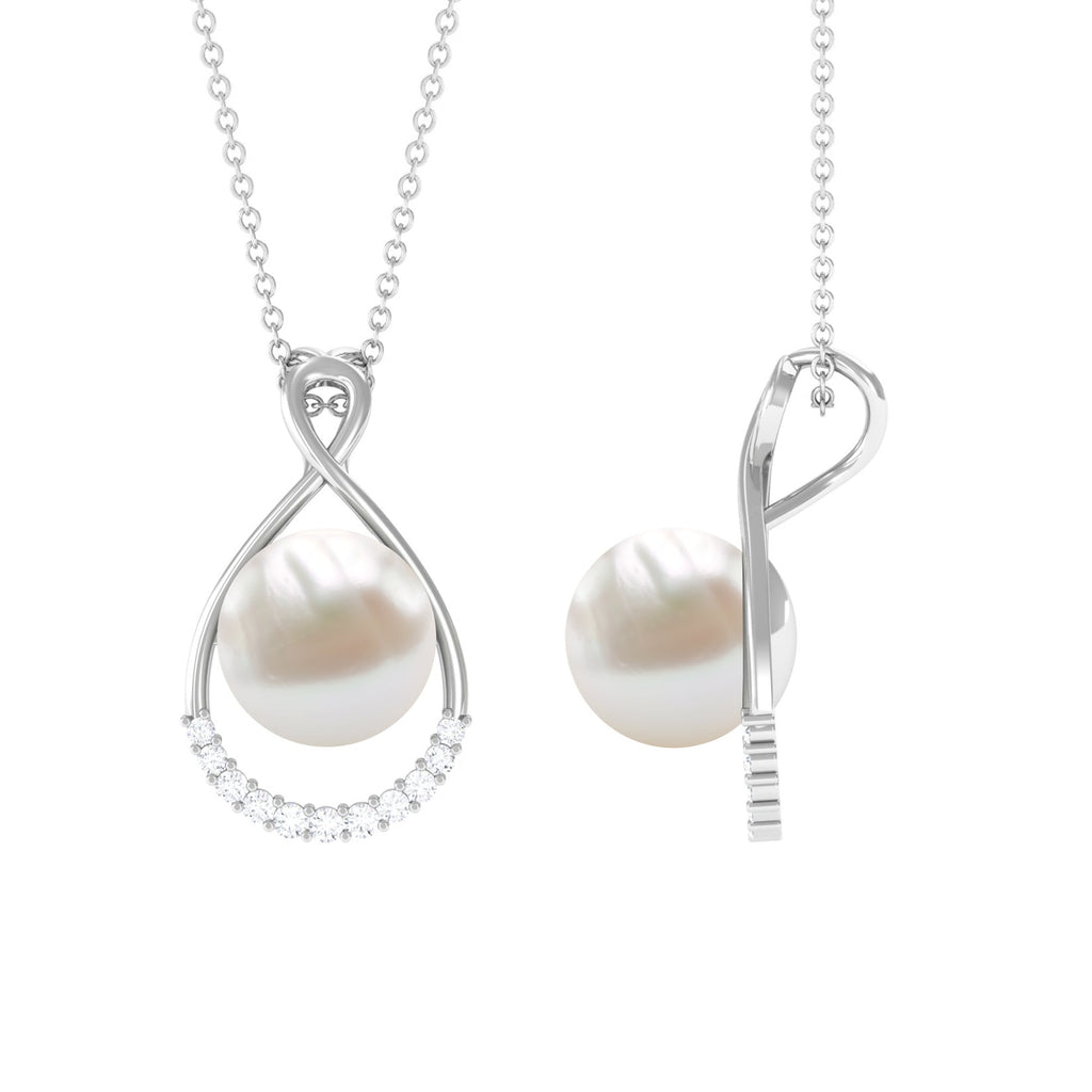Freshwater Pearl and Diamond Pendant Necklace