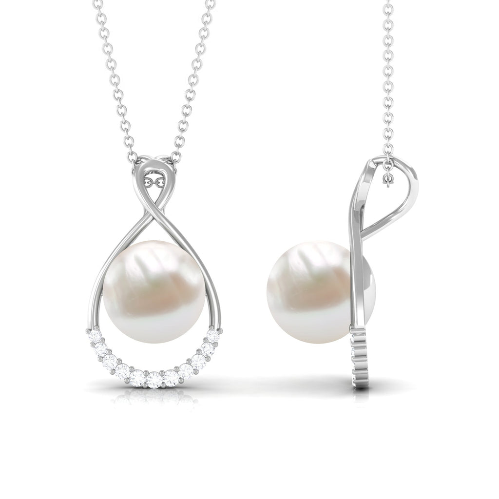 Freshwater Pearl and Diamond Pendant Necklace