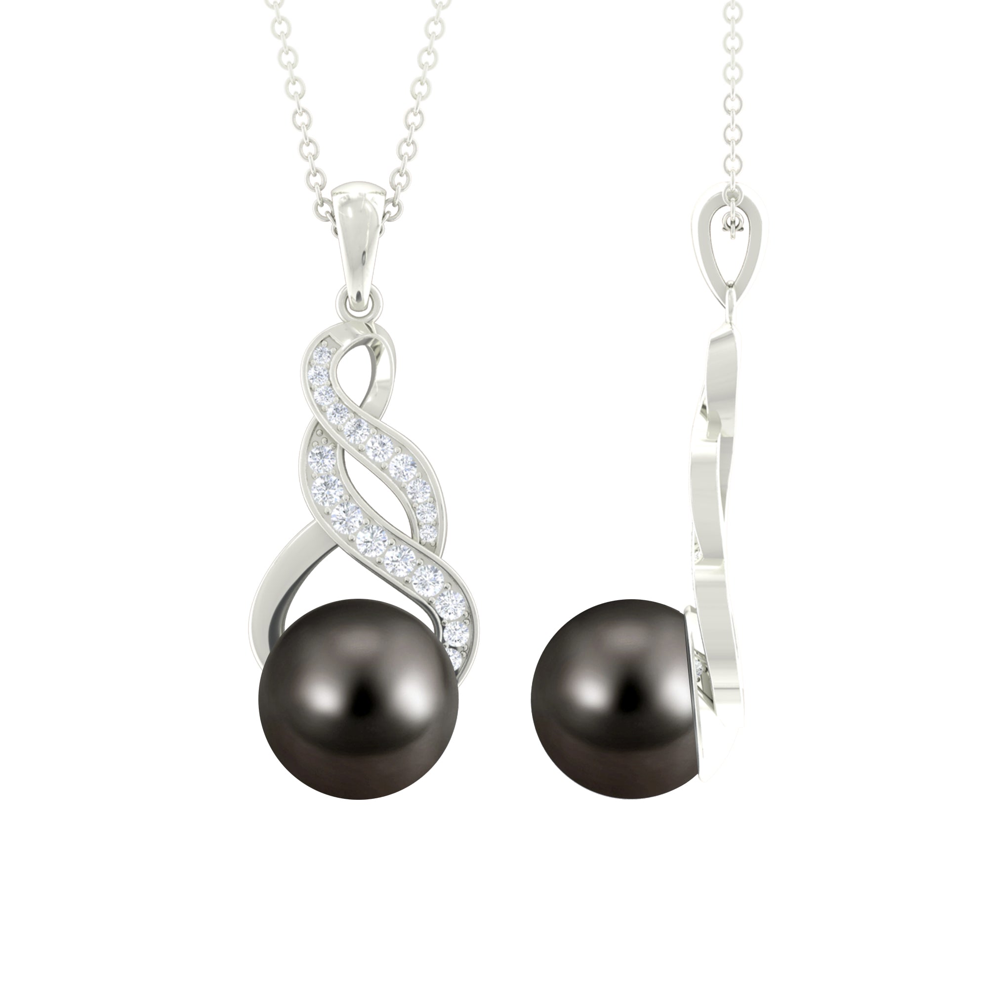 8 Carat Tahitian Pearl and Diamond Designer Pendant