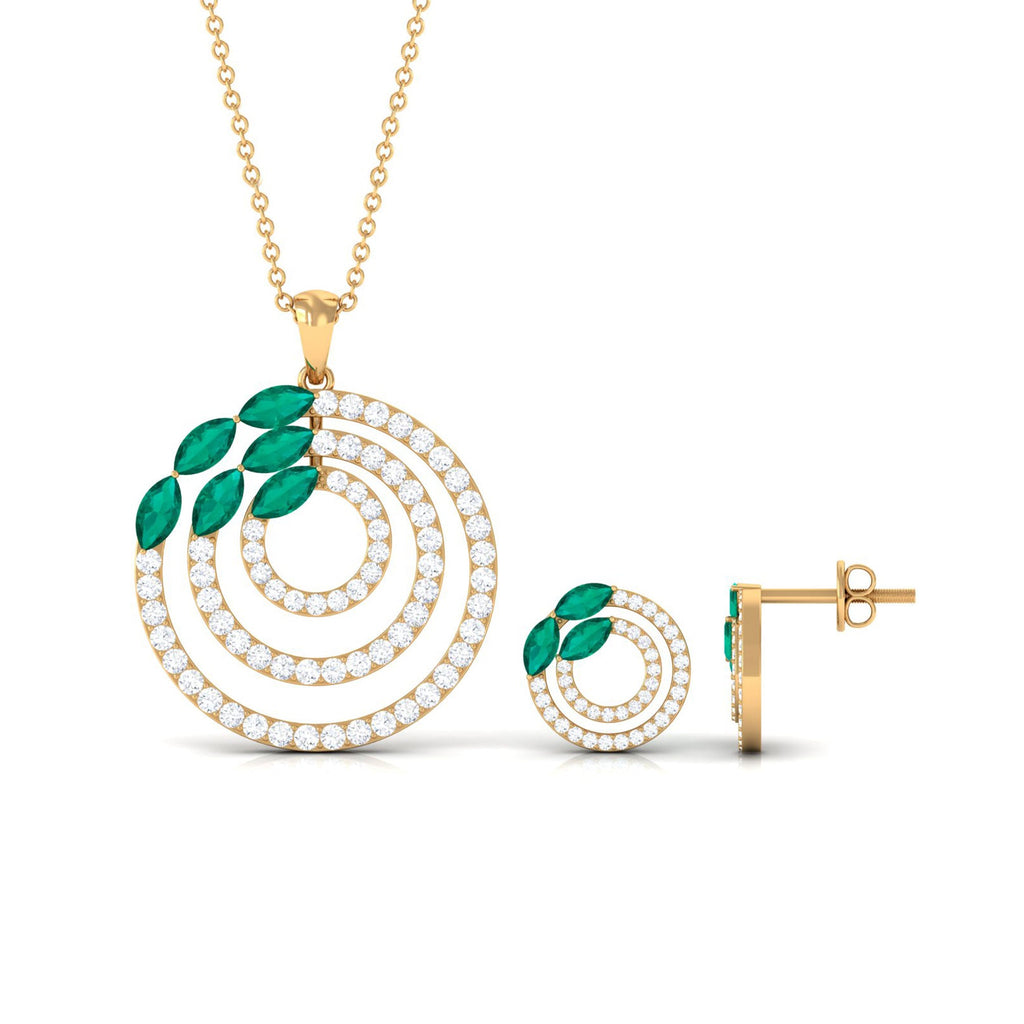 Emerald and Moissanite Bridal Necklace and Earrings Set
