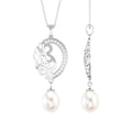 Freshwater Pearl Art Deco Drop Pendant with Diamond