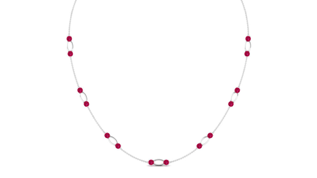 Lab Created Ruby Contemporary Station Chain Necklace