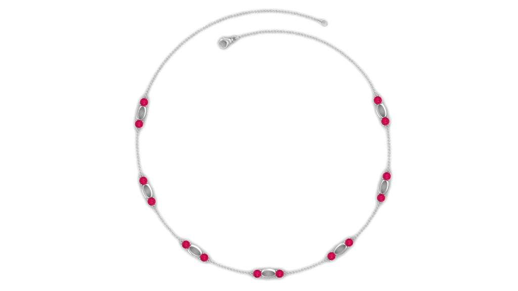 Lab Created Ruby Contemporary Station Chain Necklace