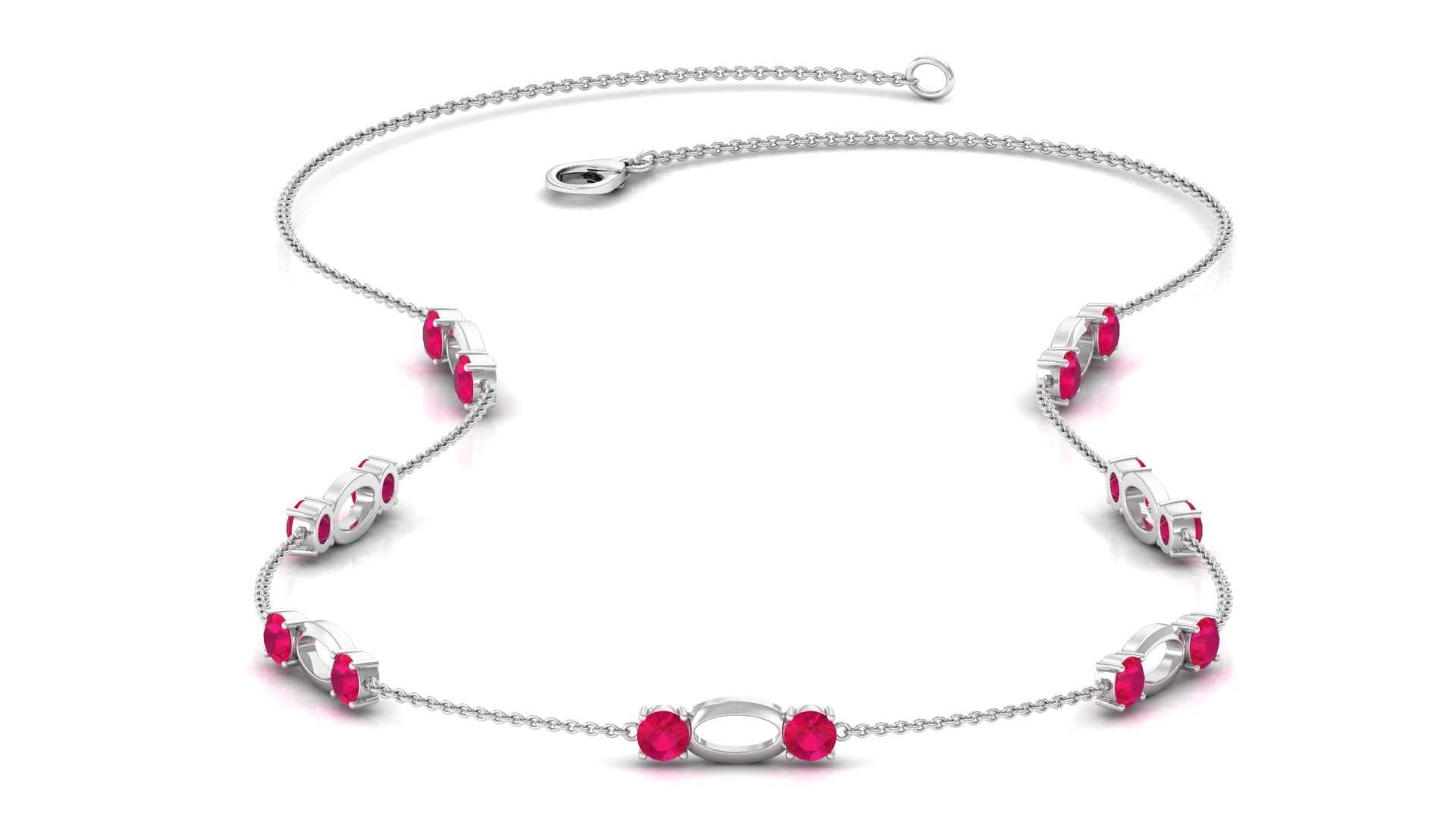 Lab Created Ruby Contemporary Station Chain Necklace