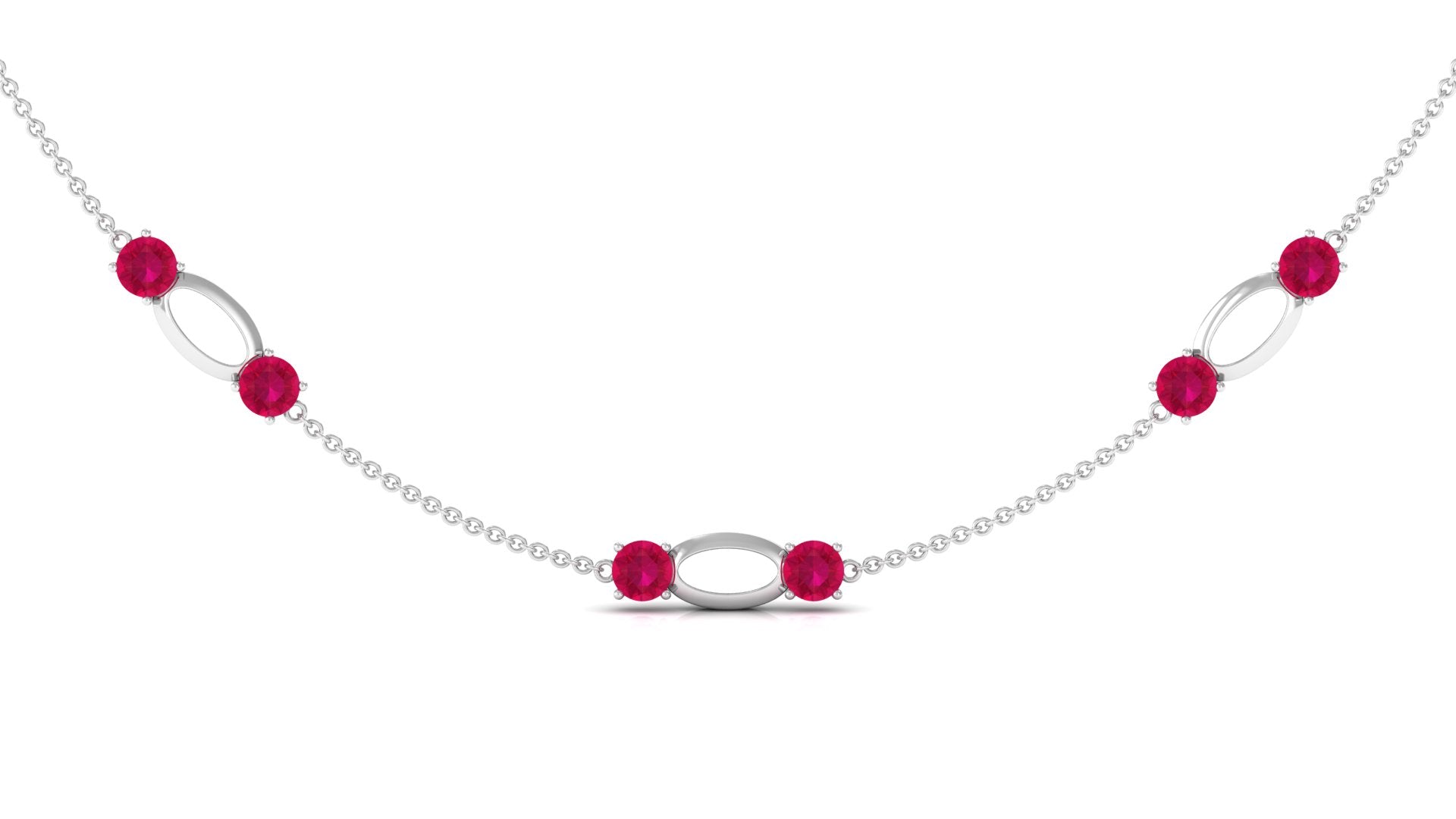Lab Created Ruby Contemporary Station Chain Necklace