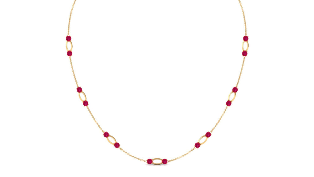 Lab Created Ruby Contemporary Station Chain Necklace