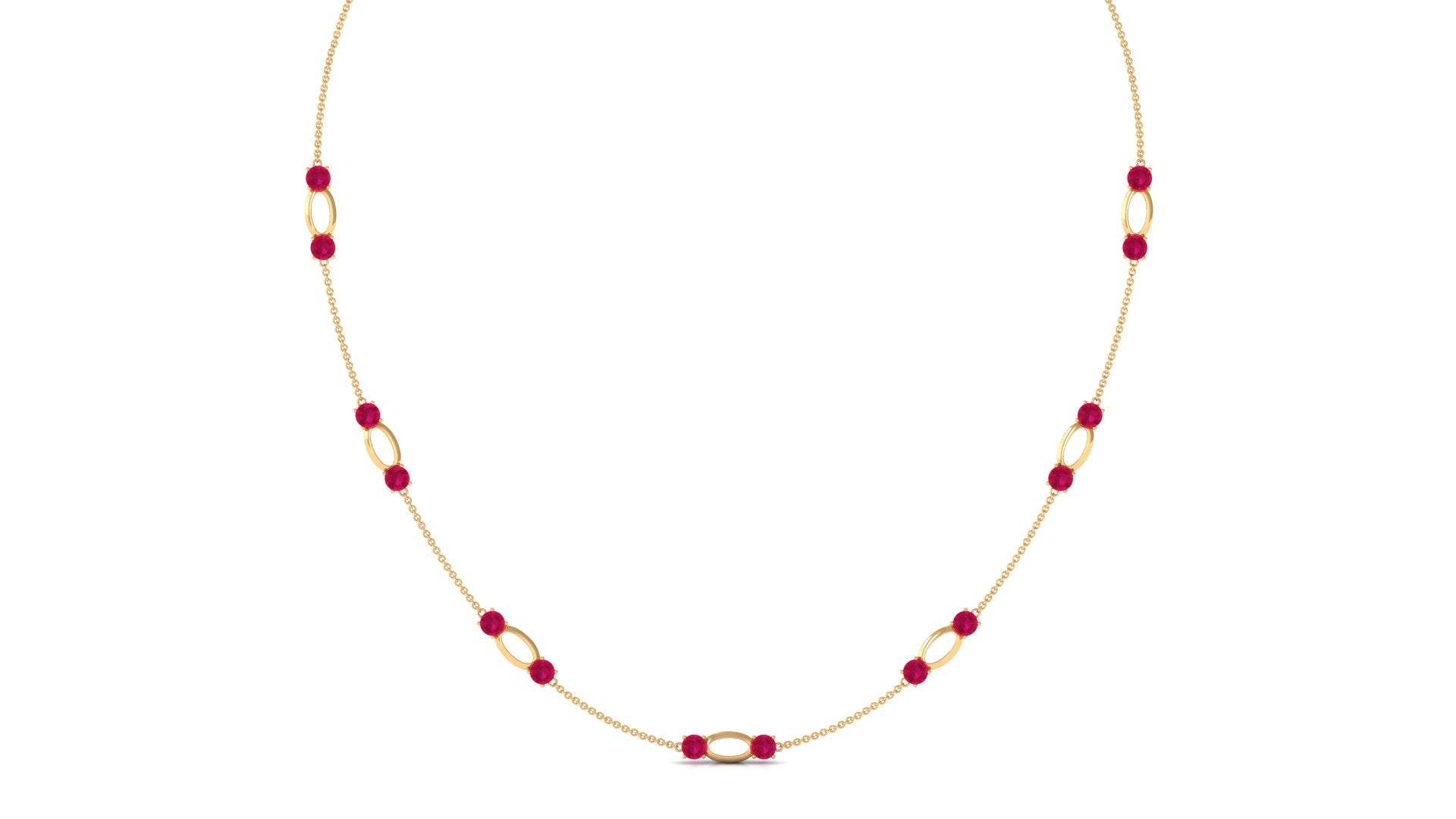 Lab Created Ruby Contemporary Station Chain Necklace