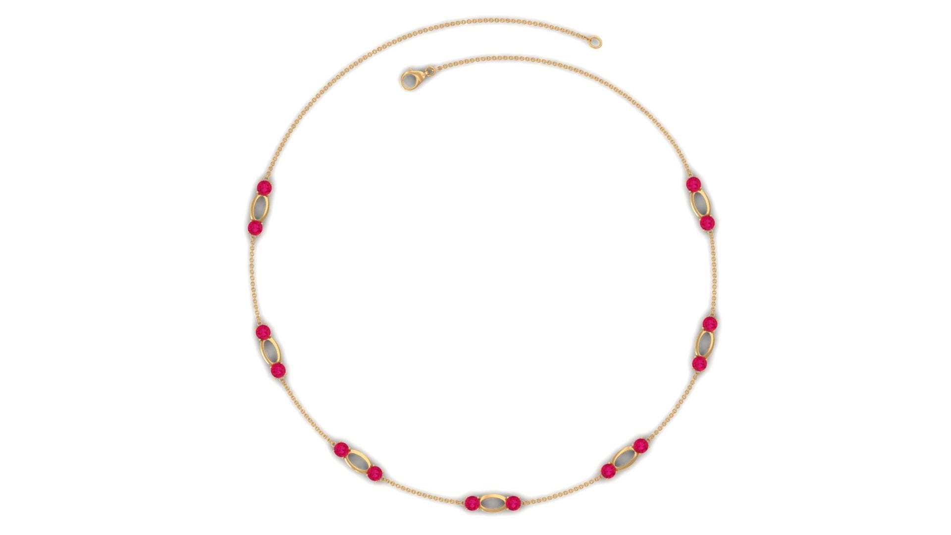 Lab Created Ruby Contemporary Station Chain Necklace
