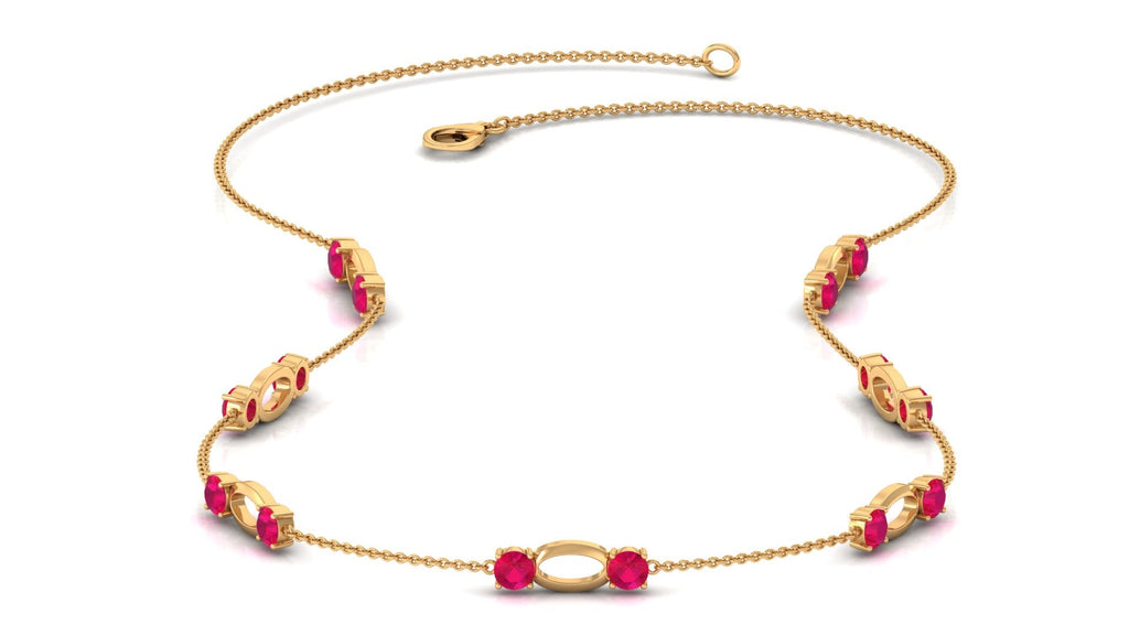 Lab Created Ruby Contemporary Station Chain Necklace