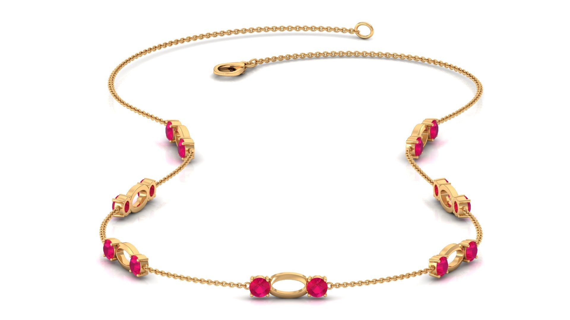 Lab Created Ruby Contemporary Station Chain Necklace