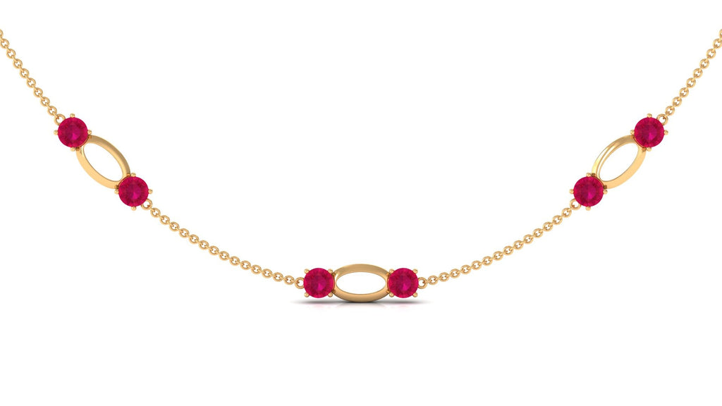 Lab Created Ruby Contemporary Station Chain Necklace