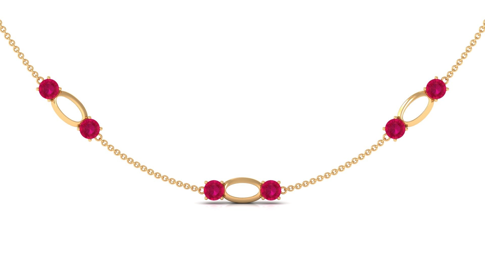 Lab Created Ruby Contemporary Station Chain Necklace