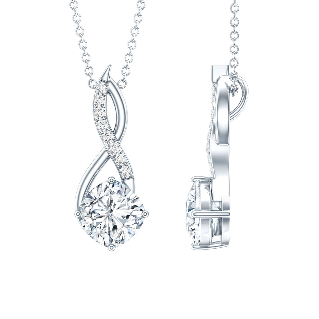 Cushion Cut Moissanite Infinity Promise Necklace With Chain