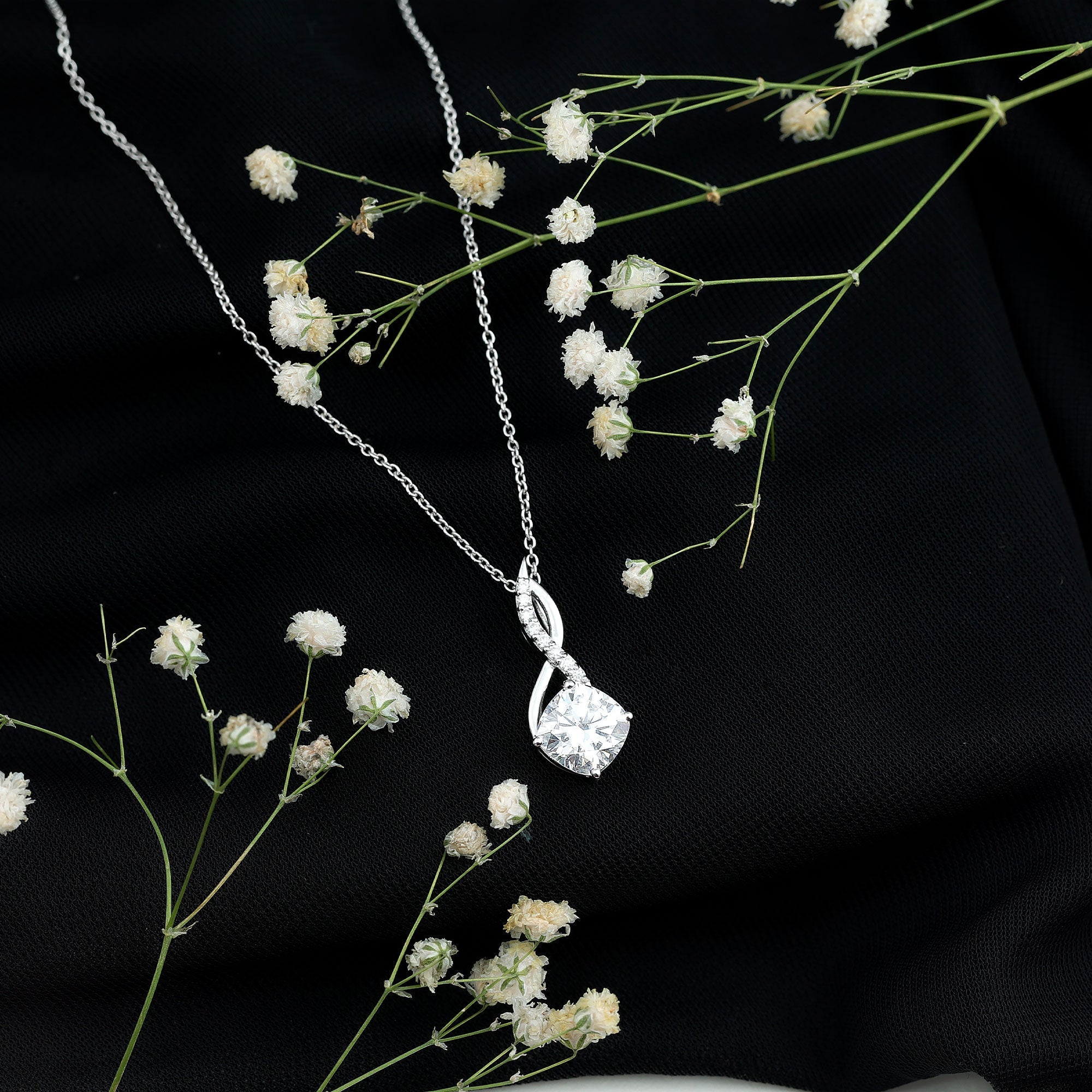 Cushion Cut Moissanite Infinity Promise Necklace With Chain