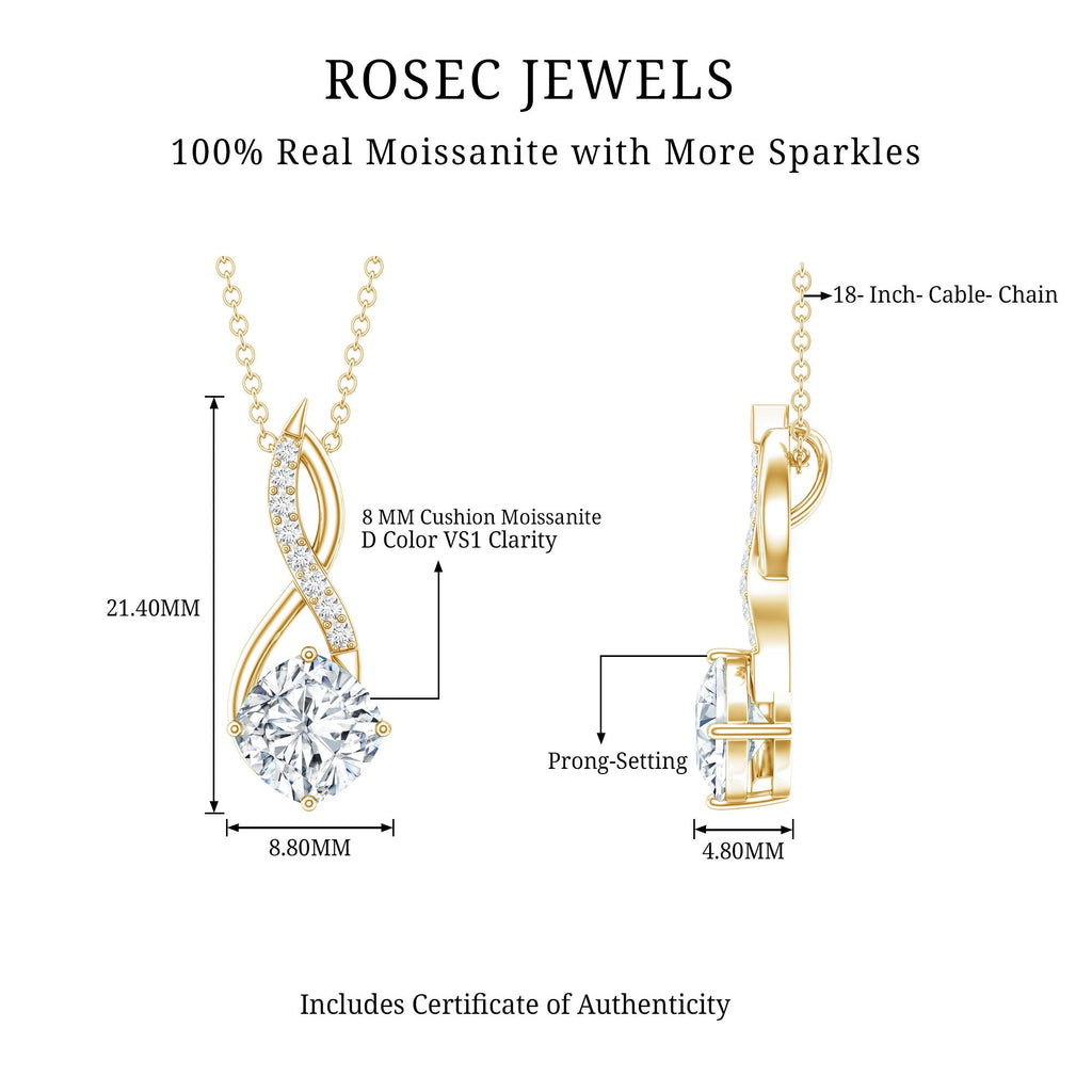 Cushion Cut Moissanite Infinity Promise Necklace With Chain