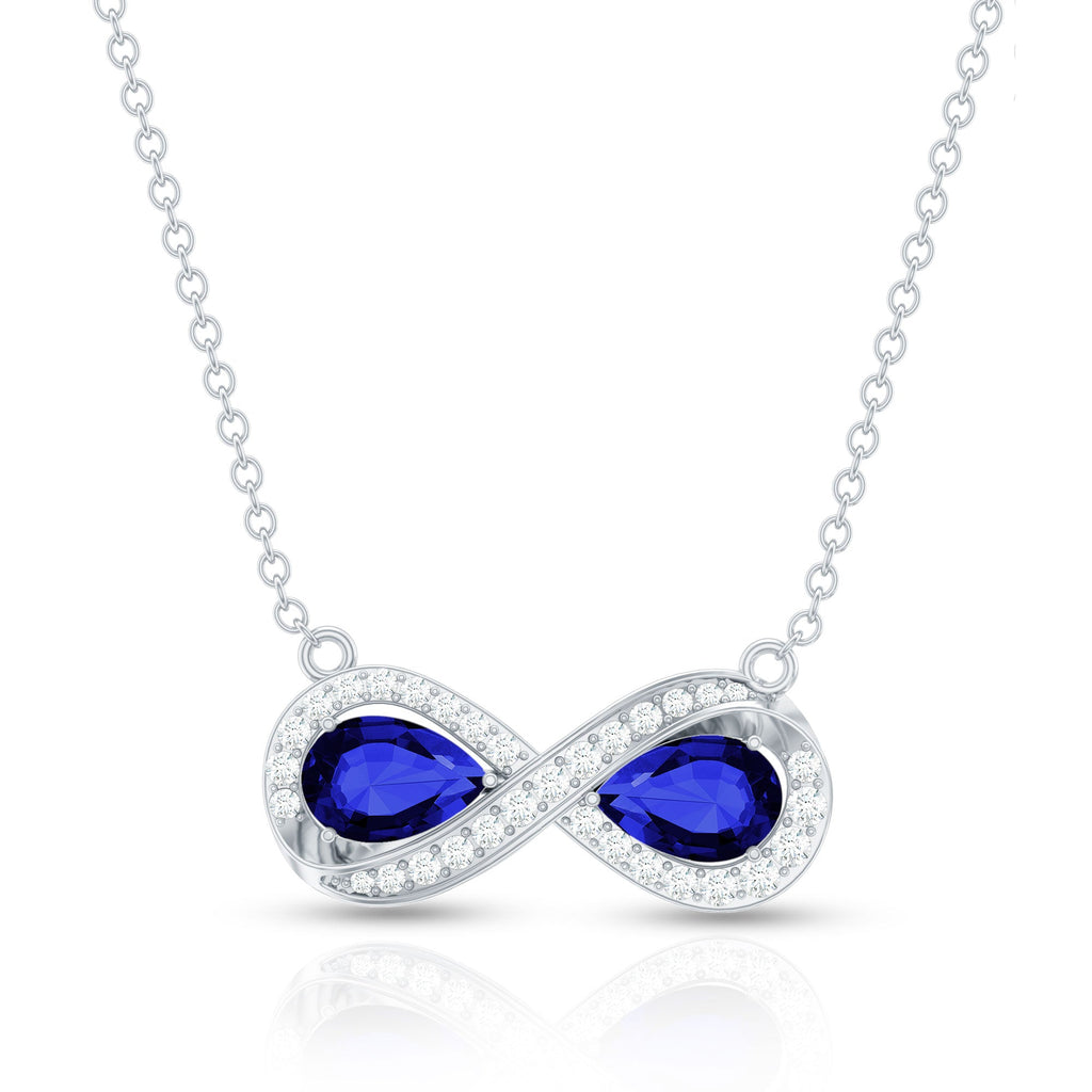 Lab Grown Blue Sapphire Infinity Necklace With Diamond Accent