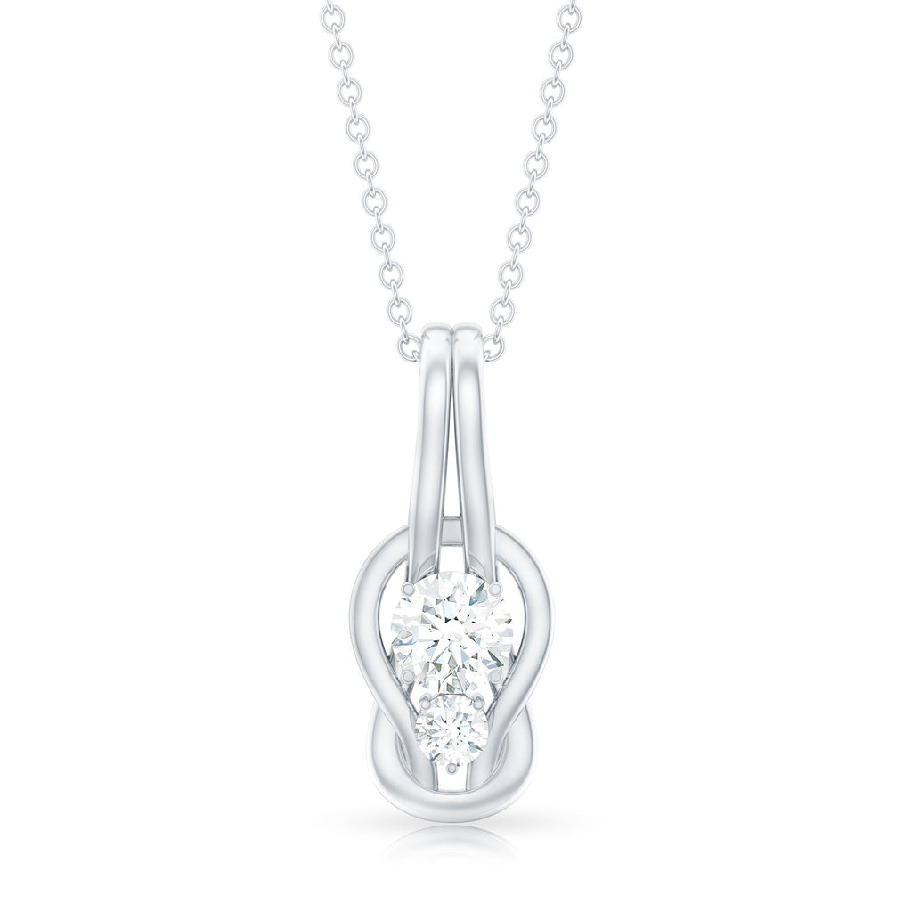 Two Stone Moissanite Infinity Knot Necklace with Certificate