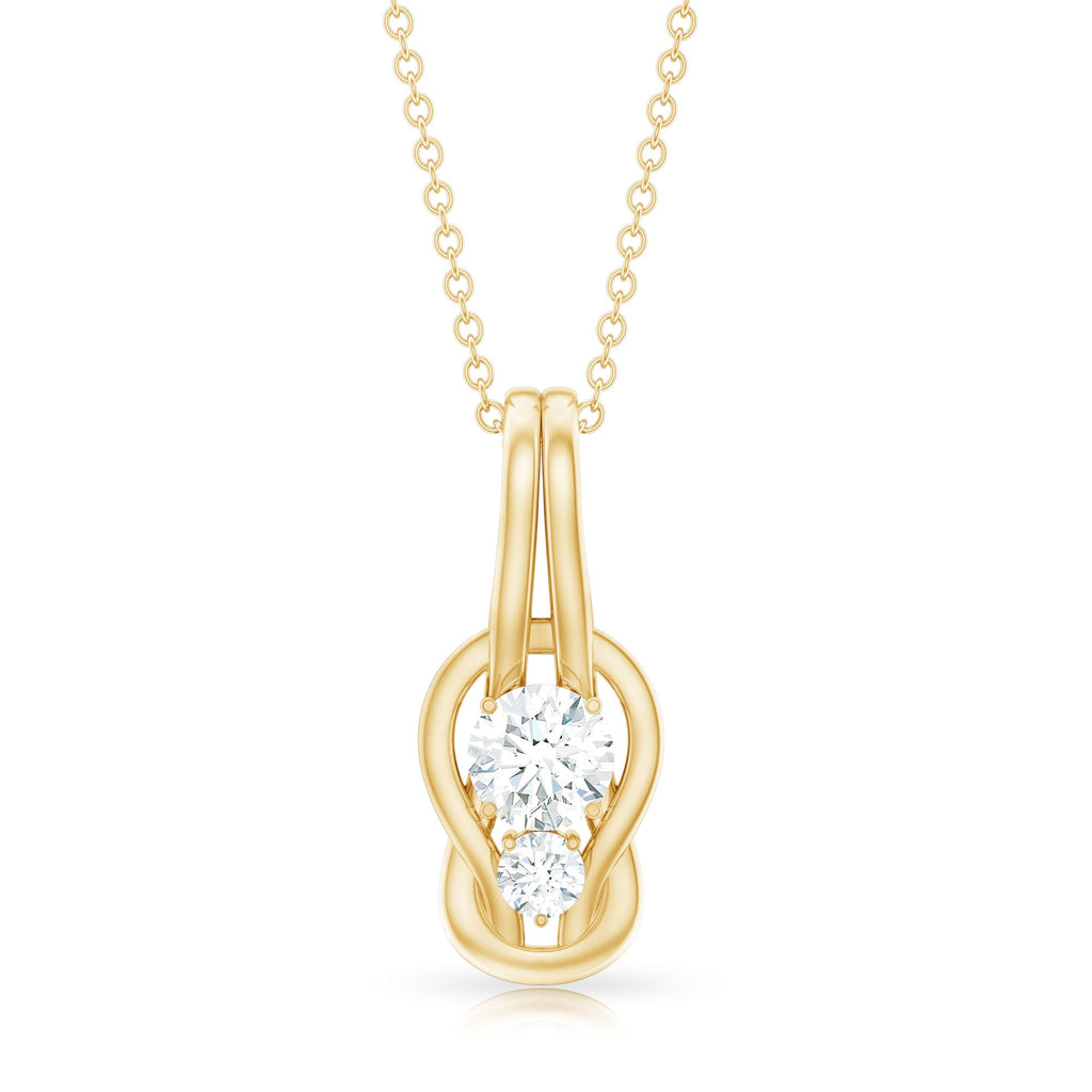 Two Stone Moissanite Infinity Knot Necklace with Certificate