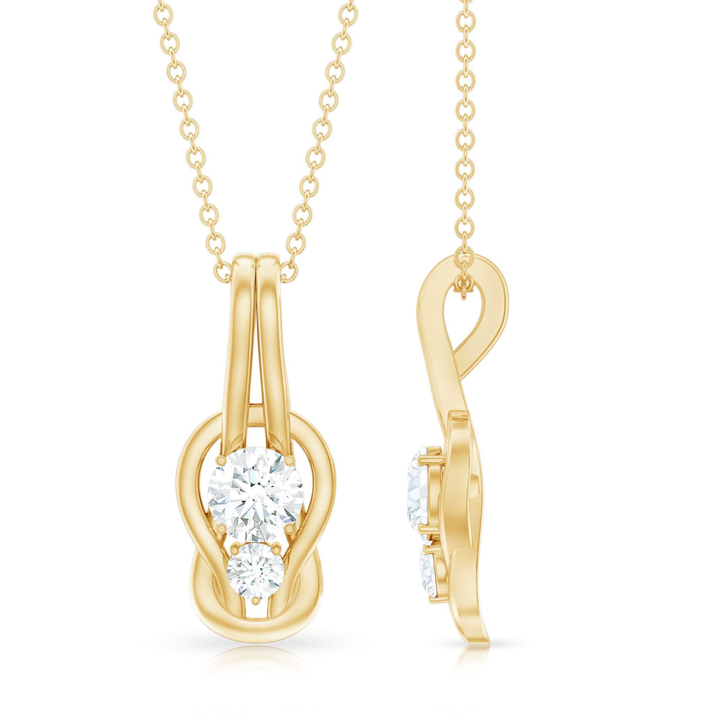 Two Stone Moissanite Infinity Knot Necklace with Certificate