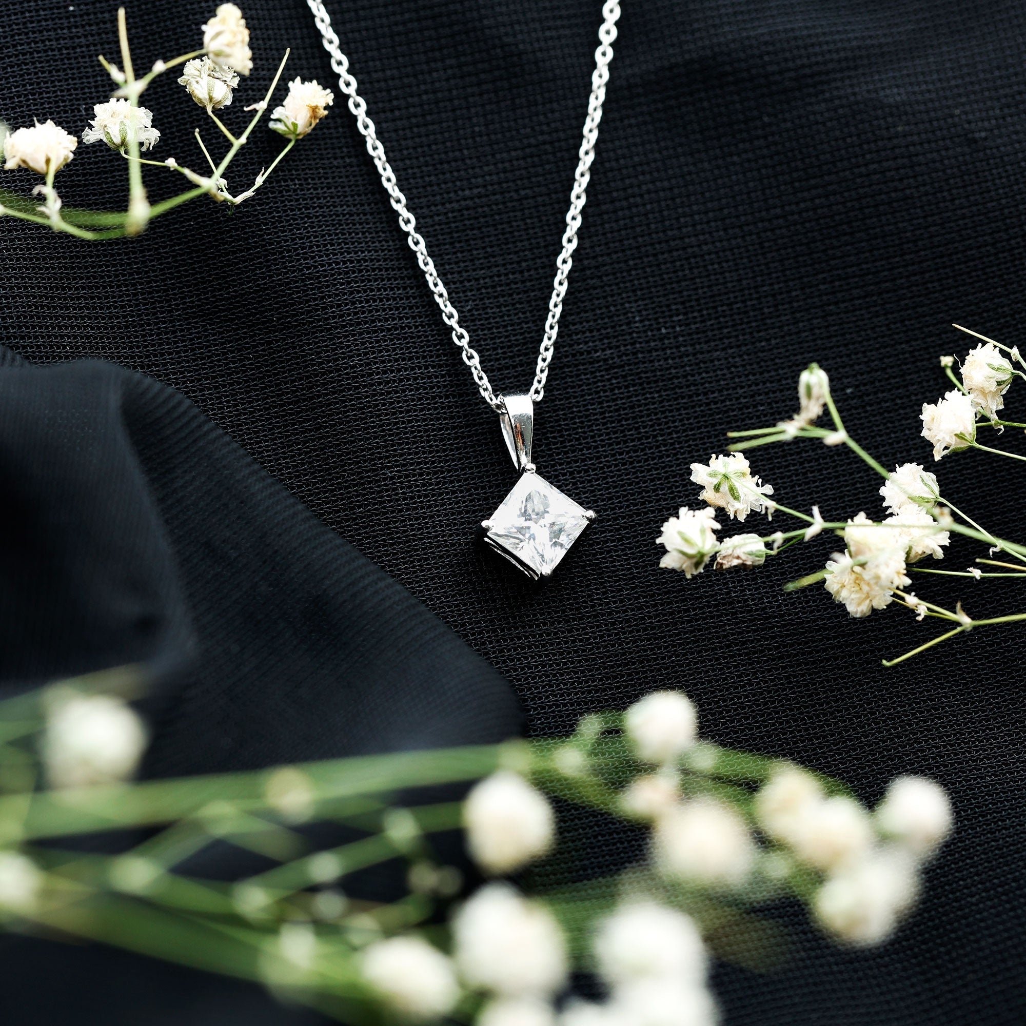 3 CT Princess Cut Moissanite Solitaire Pendant Necklace For Women