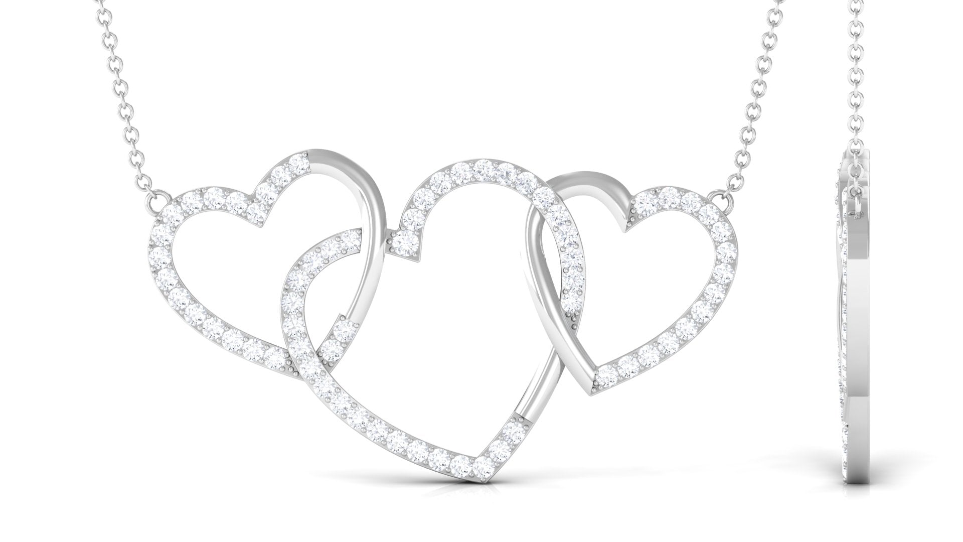 Certified Diamond Three Heart Necklace