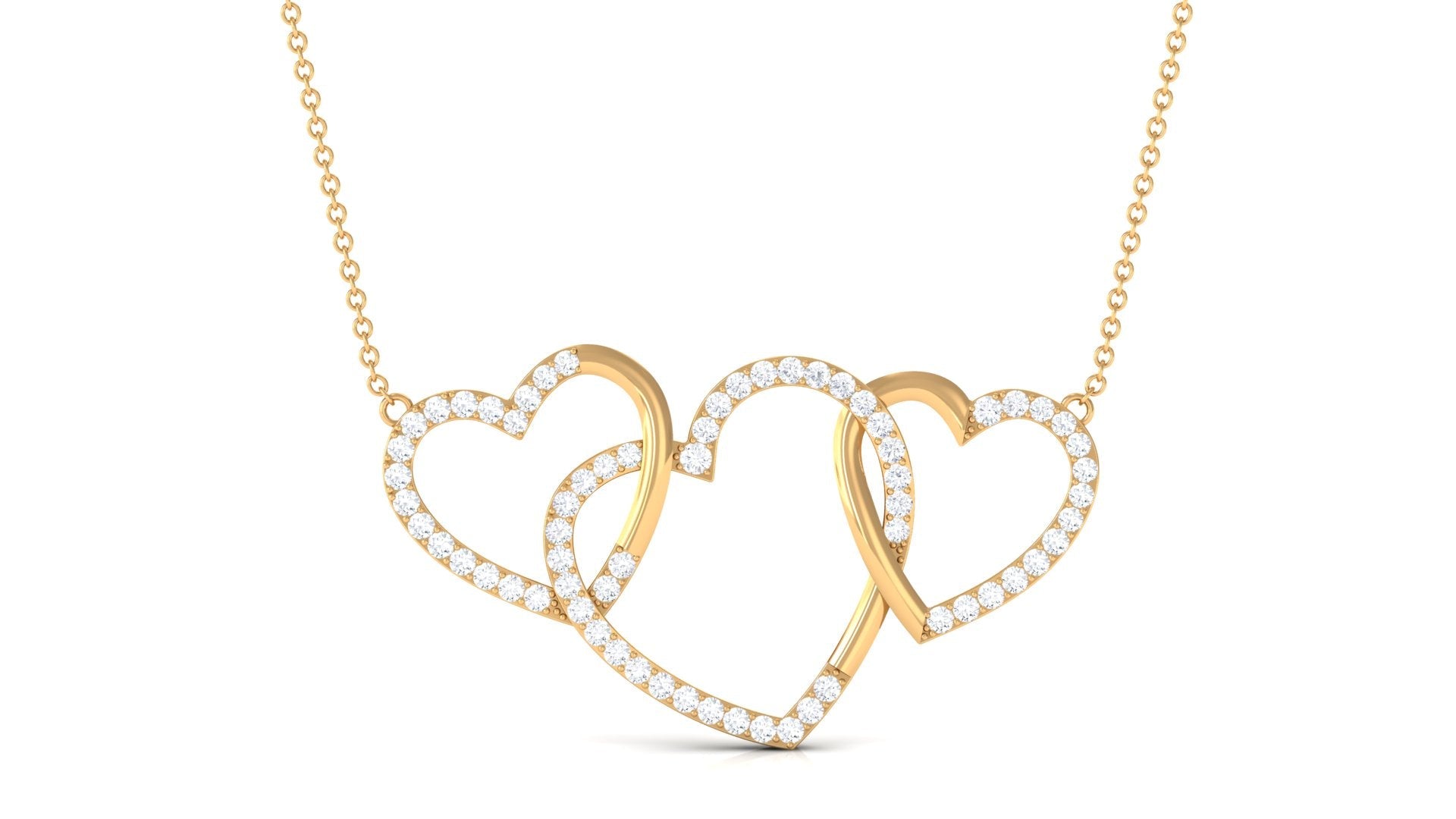 Certified Diamond Three Heart Necklace