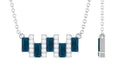 Baguette Cut London Blue Topaz and Diamond Bar Necklace