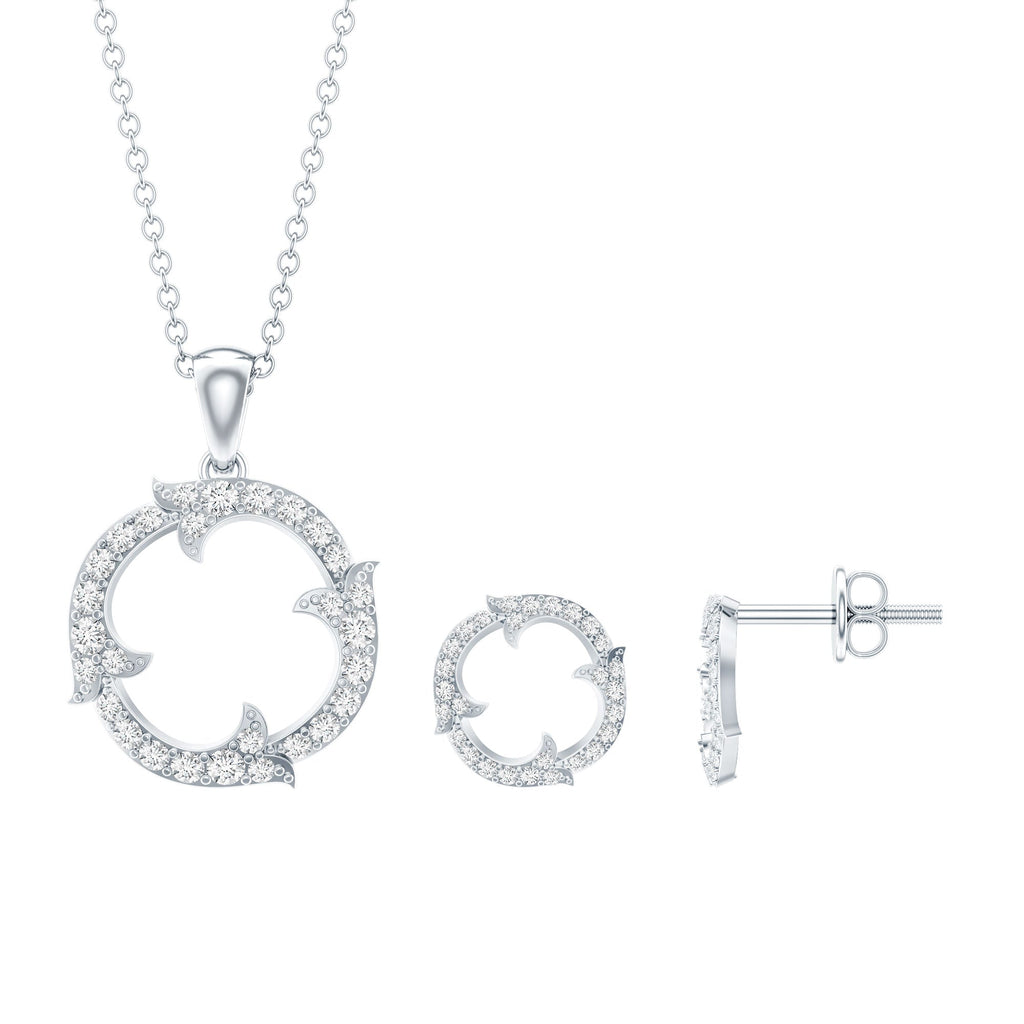 Certified Diamond Circle Necklace Earrings Set