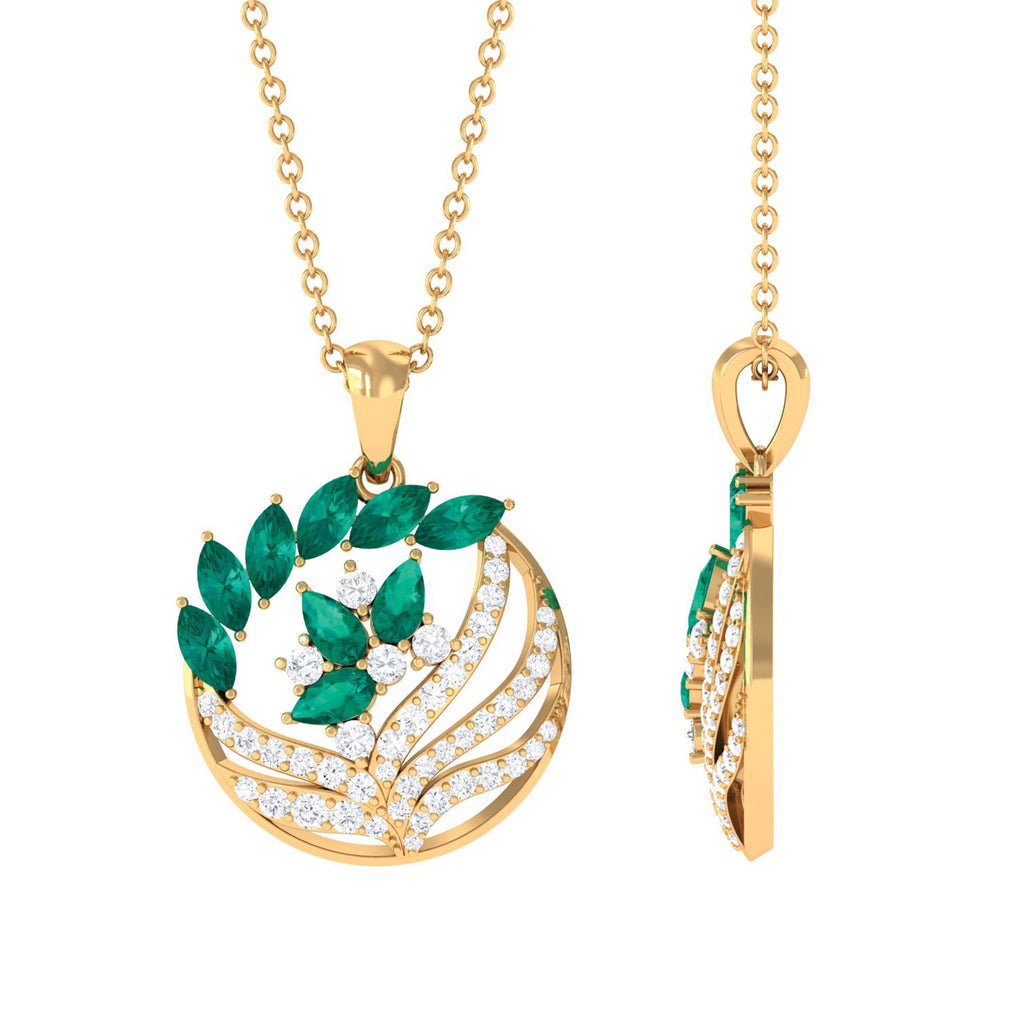 Natural Designer Emerald Cocktail Necklace with Diamond