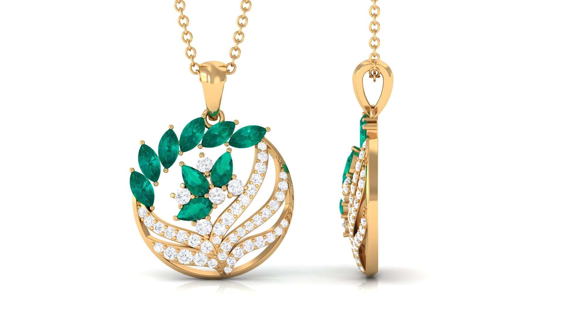 Natural Designer Emerald Cocktail Necklace with Diamond