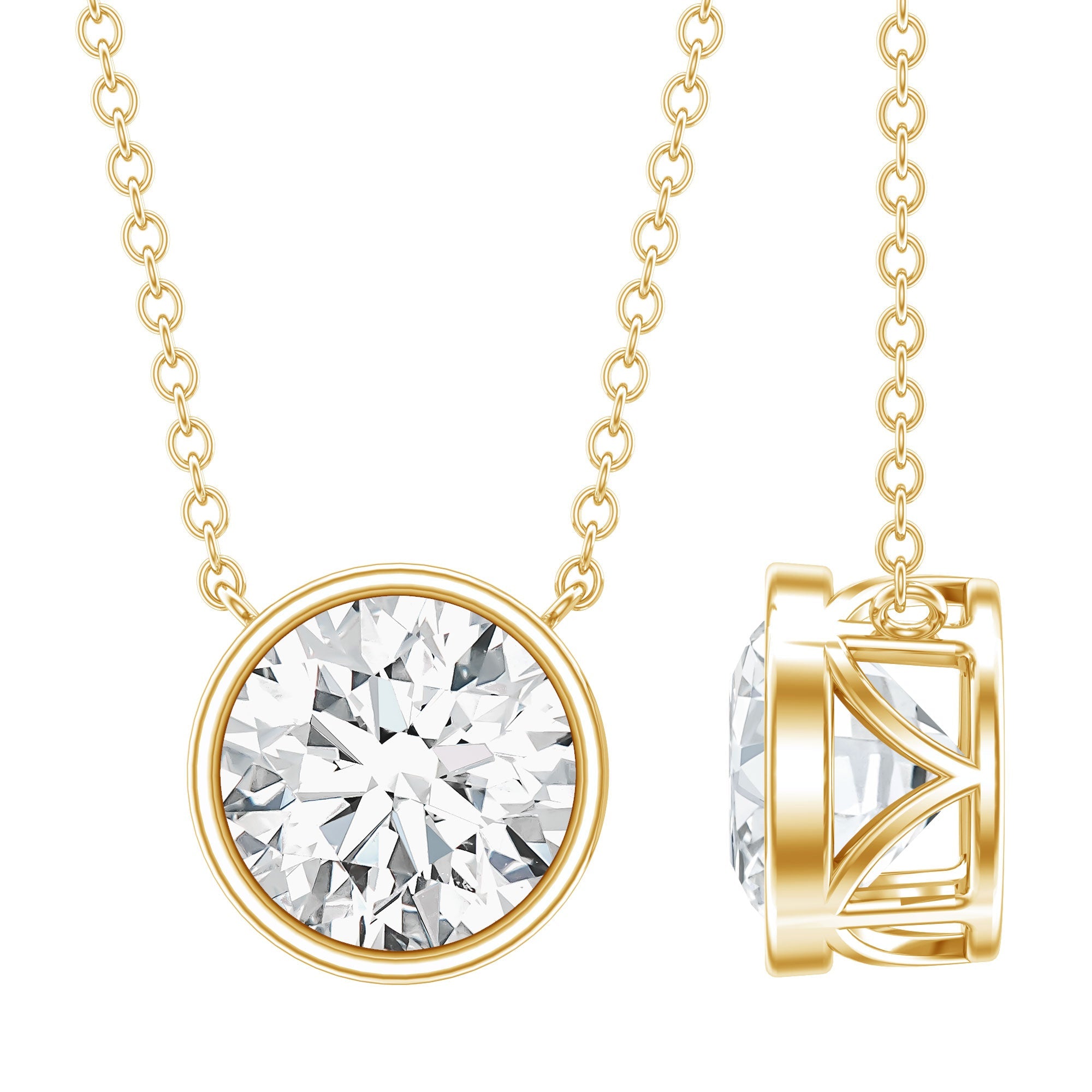Bezel Set IGI Certified 2 Carat Lab Grown Diamond Solitaire Necklace