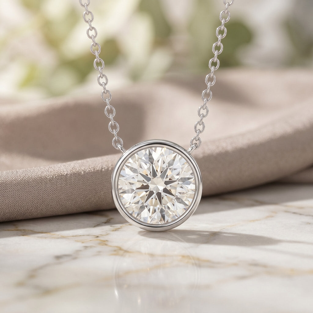 IGI Certified 3 Carat Lab Grown Diamond Solitaire Necklace for Women