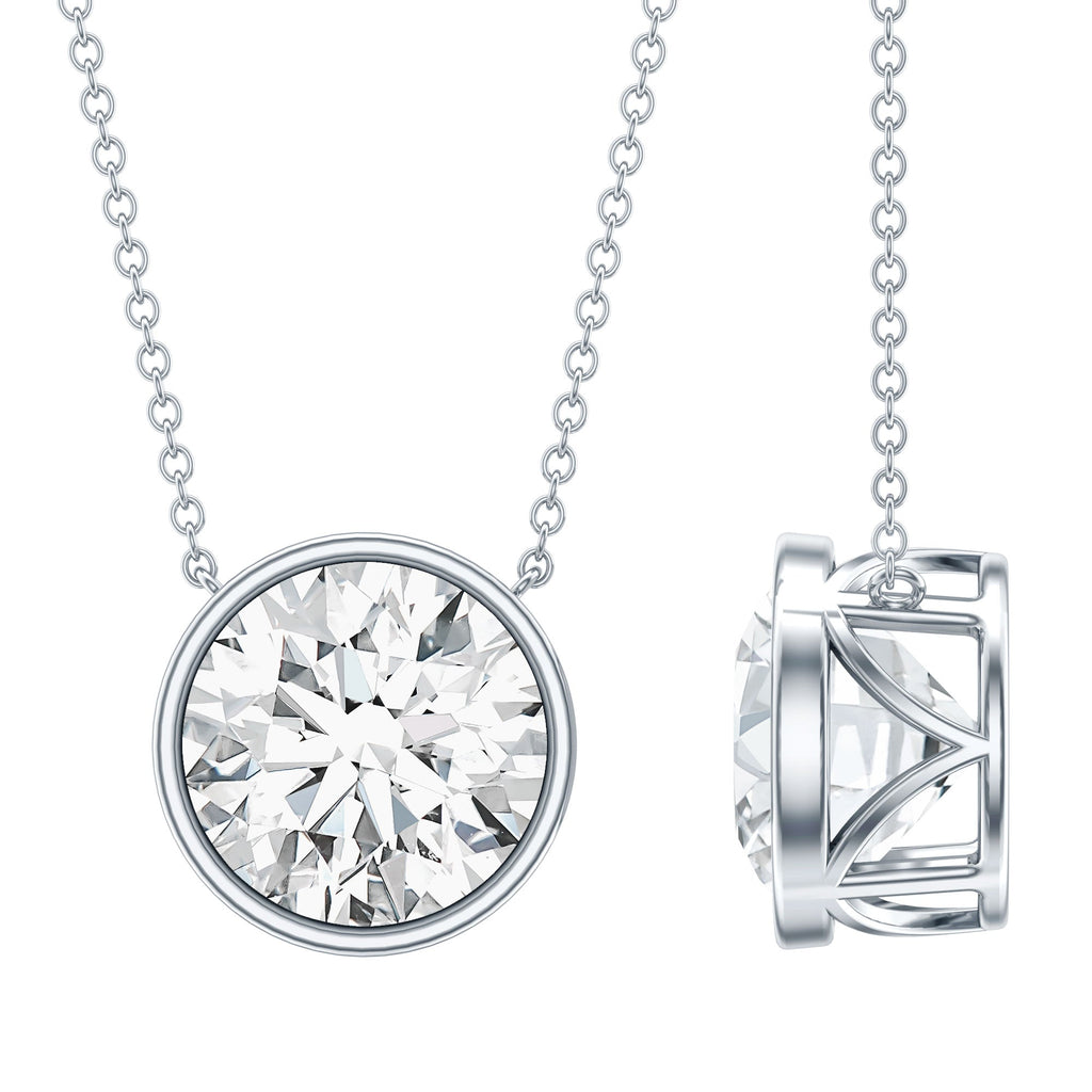 4 Carat Bezel Set Lab Grown Diamond Necklace with IGI Certificate