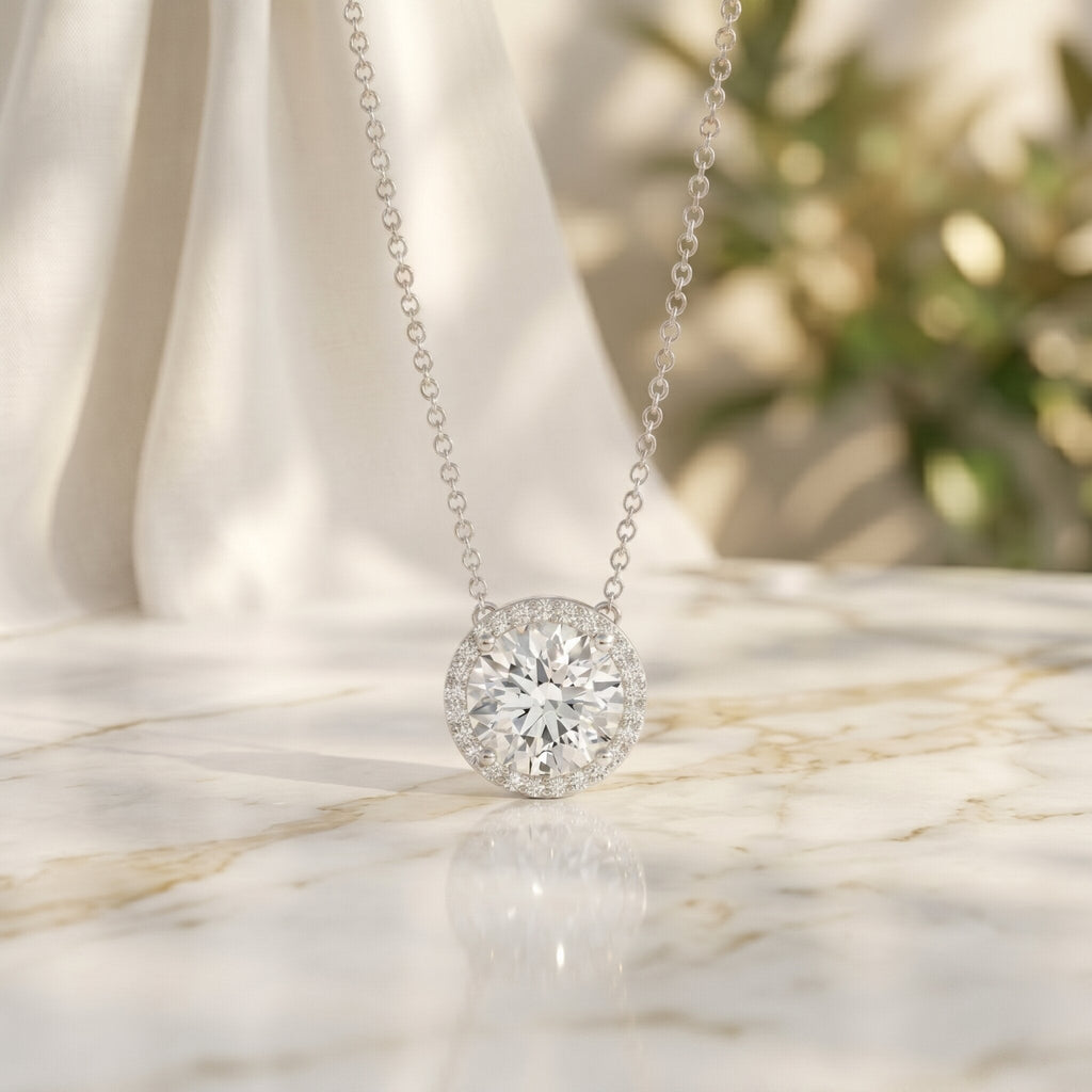 IGI Certified Round Lab Grown Diamond Wedding Necklace for Women