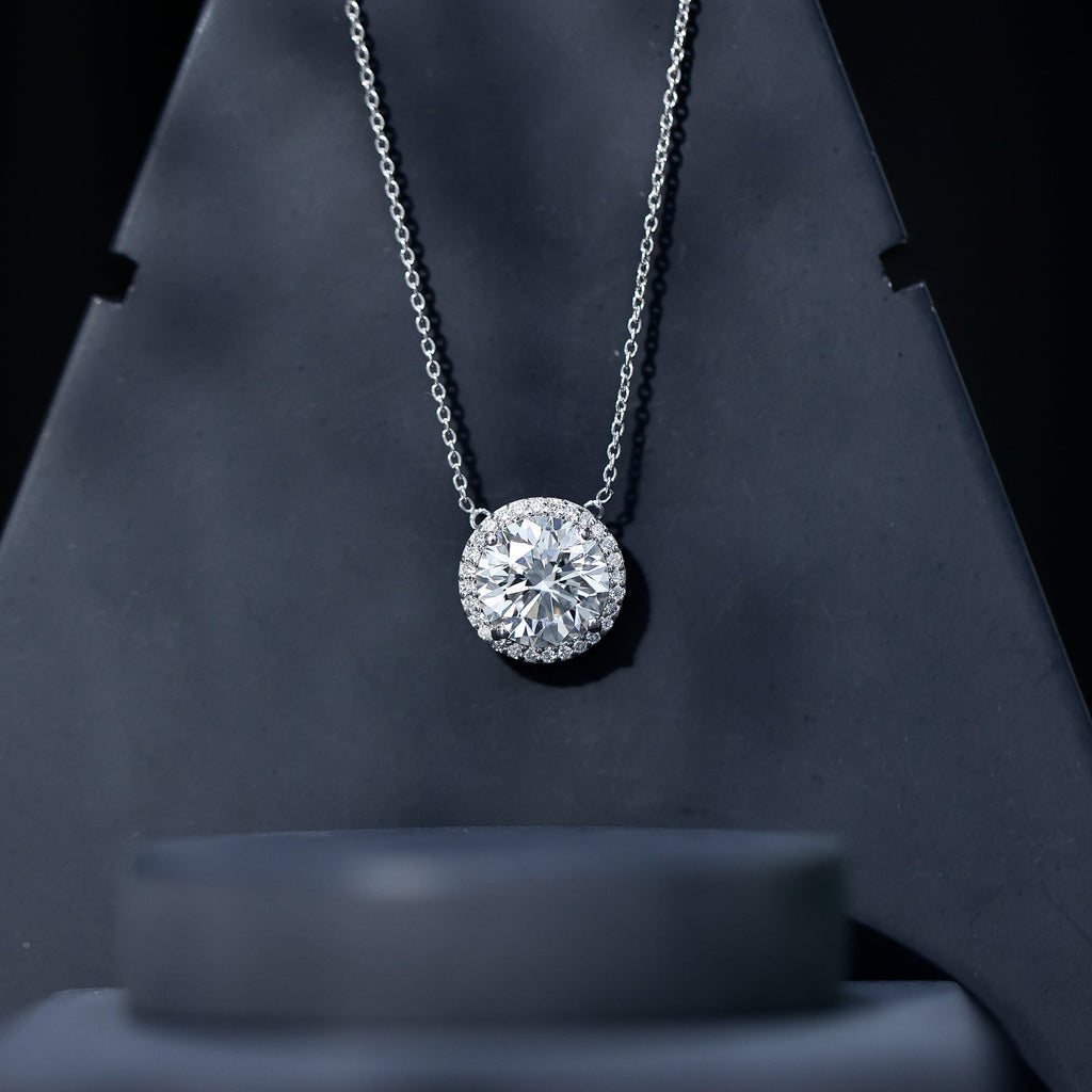 IGI Certified 4 Carat Round Lab Grown Diamond Statement Necklace