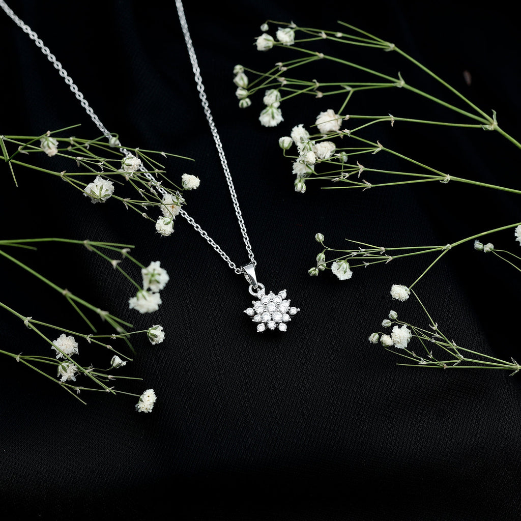 Certified Round Cut Moissanite Snowflakes Necklace for Women
